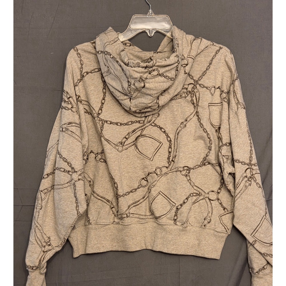 Polo‎ Lauren Ralph Lauren Hoodie  Women's Size Medium Chain Link Print Tan - Picture 8 of 10